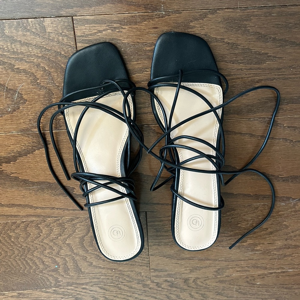 Black strappy heels